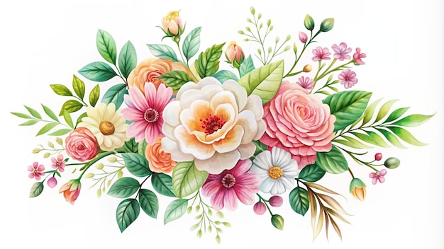 Cadre floral sans couture à l'aquarelle avec des roses et des feuilles en arrière-plan