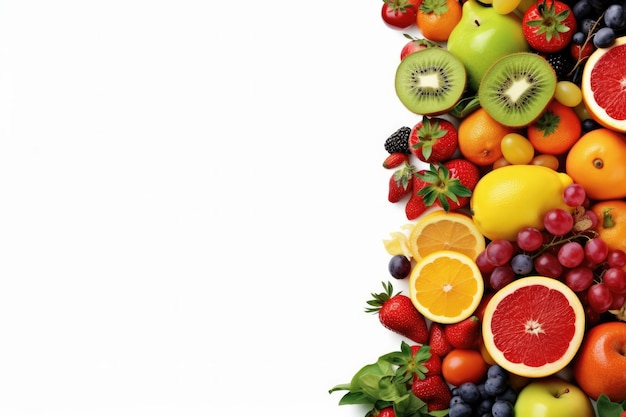 Cadre de fruits sur fond blanc IA générative