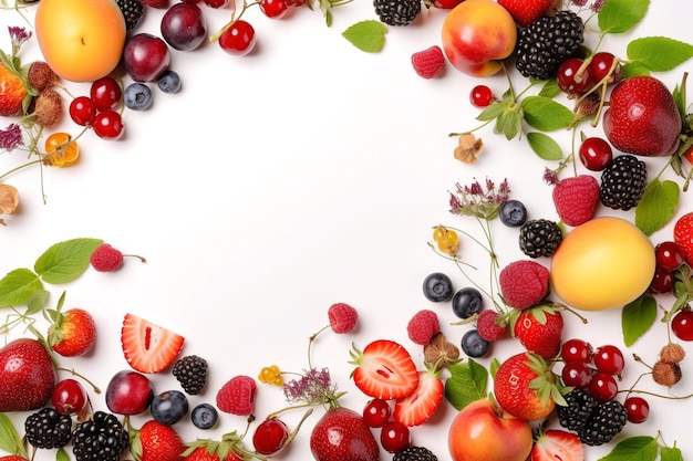 cadre de fruits sur fond blanc