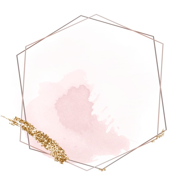 Cadre géométrique esthétique png clipart rose et or design étincelant