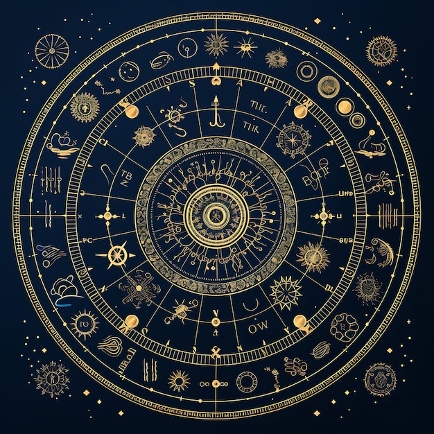 Cadre de gribouillages sur le thème de l'astrologie de la Renaissance, bordure avec gribouillis créatifs décoratifs du zodiaque Si