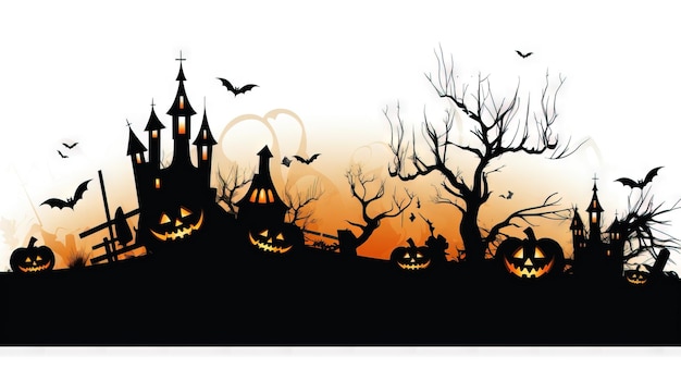 Photo cadre halloween cadre en bois illustration halloween ai généré à haute résolution illustration d'halloween sur fond blanc