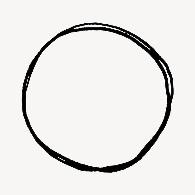 Cadre d'illustration en cercle noir imparfait dessiné à la main