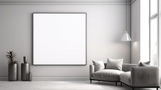 Un cadre d'image accroché à un mur avec une lampe dessus