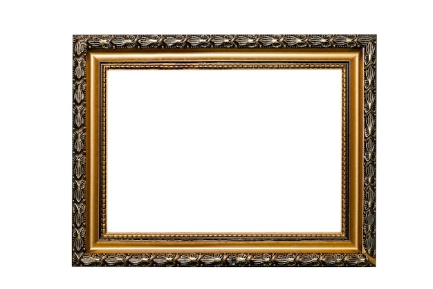 Photo cadre d'image brun doré antique isolé sur un fond blanc