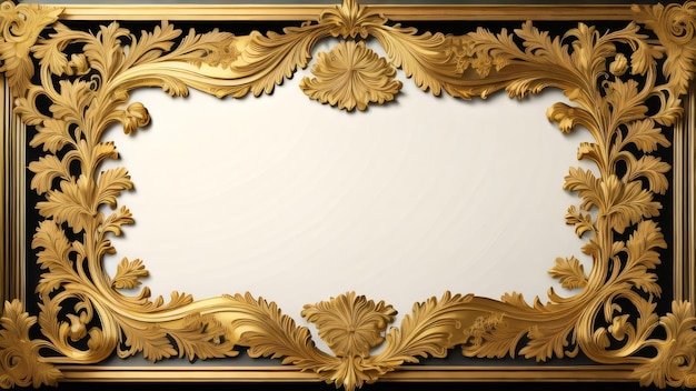 Cadre d'image cadre élégant cadre en bois doré illustration art numérique