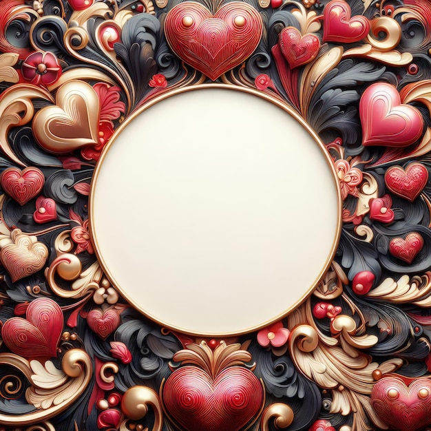 un cadre d'image en forme de cœur avec diverses décorations