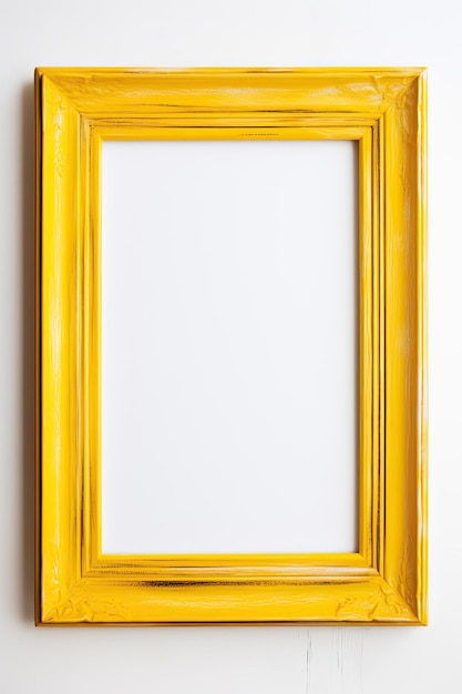 un cadre jaune qui est sur un mur