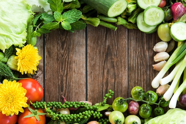 Cadre de légumes et espace copie