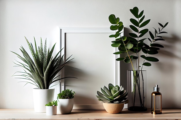 Photo cadre de maquette de belles plantes d'intérieur