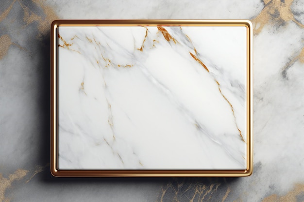 Photo cadre en marbre blanc et doré sur texture de marbre
