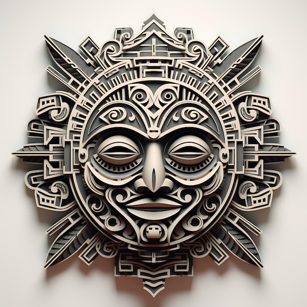 Photo cadre de masque tribal découpé au laser par cnc avec des motifs de masque tribal et un contour plat de tatouage geome abstrait