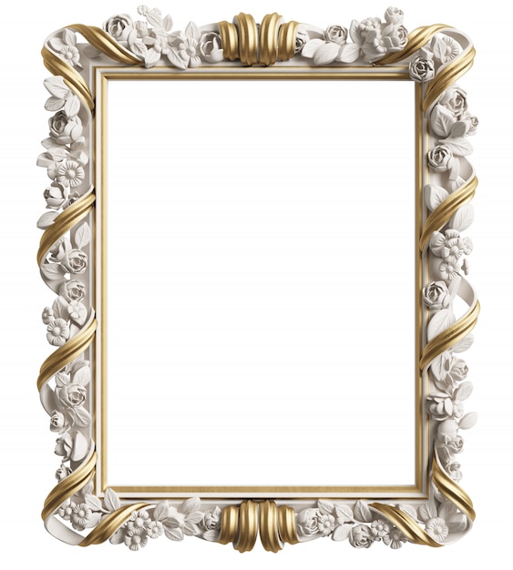 Cadre miroir classique. Rendu 3D