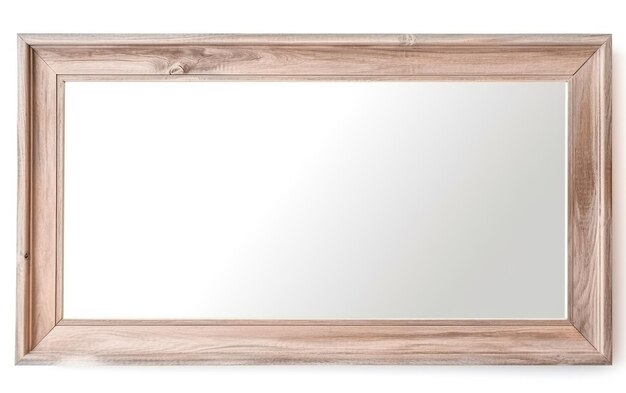 Cadre de miroir mural en bois sur fond blanc