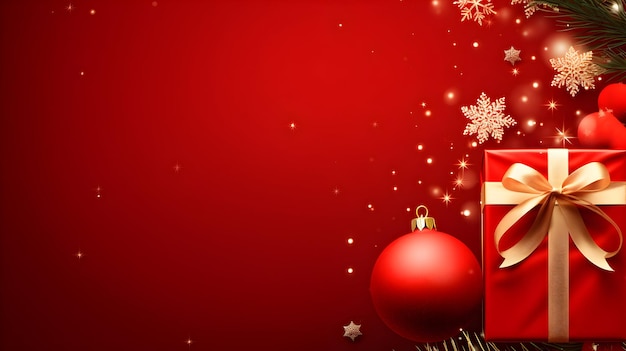 Cadre de modèle de carte de vœux de joyeux Noël conception de bannière du Nouvel An avec espace de copie sur rouge
