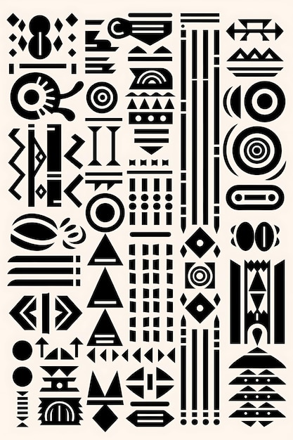 Photo cadre de motifs africains découpés au laser par cnc présentant une collection de contours plats de tatouages complexes