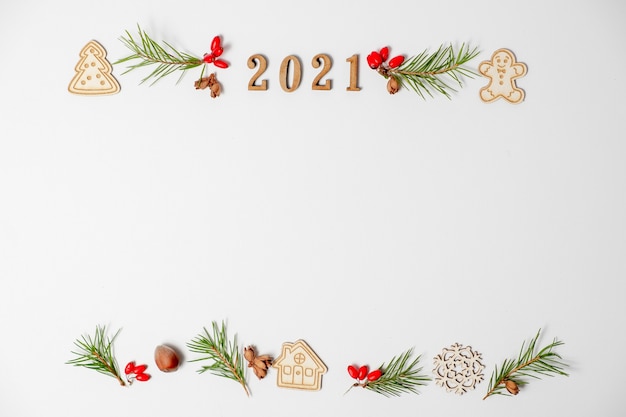 Cadre de Noël 2021 isolé sur fond blanc