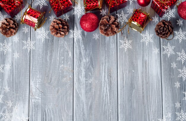 Cadre, de, noël, jouets rouges, et, arbre