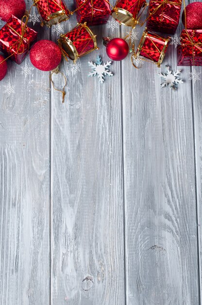 Cadre, de, noël, jouets rouges, et, arbre