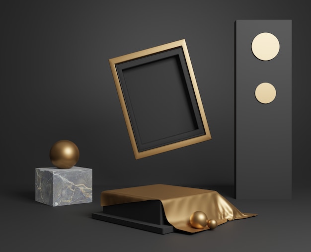 Cadre d'or minimal 3D