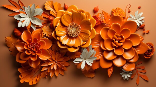 Cadre orange avec une fleur