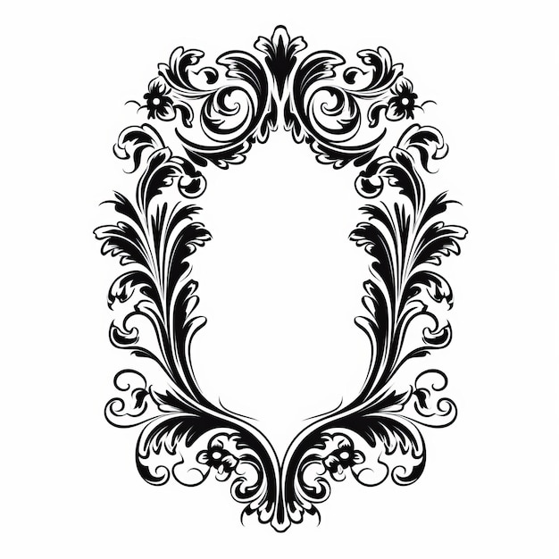 Cadre orné d'inspiration tatouée sur fond blanc