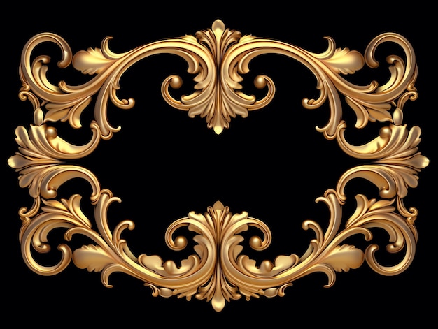 un cadre orné d'or avec un fond noir