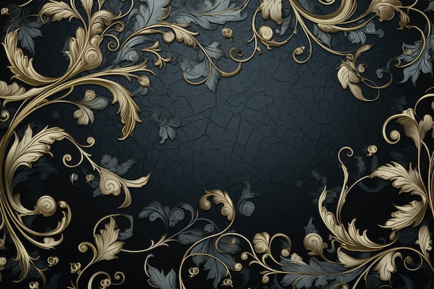cadre ornemental avec des motifs floraux sur noir