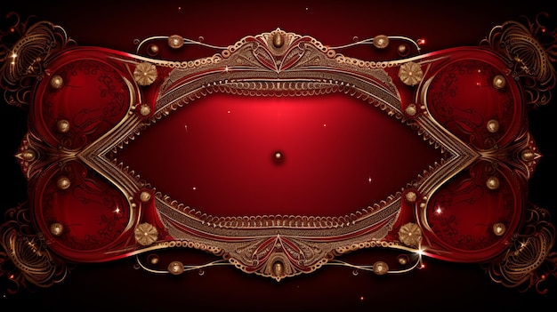 cadre ornemental en or luxueux fond rouge