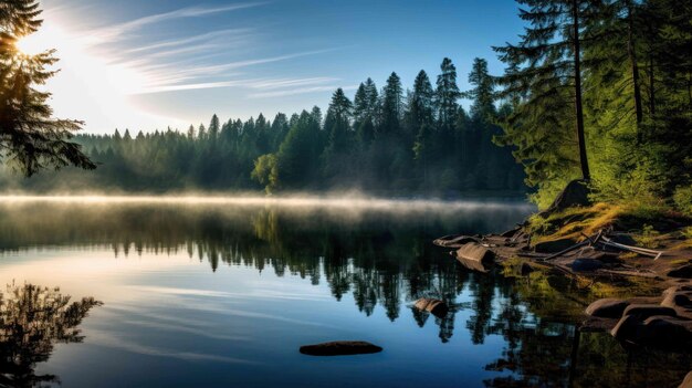 le cadre paisible d'un lac serein où les cérémonies commémoratives