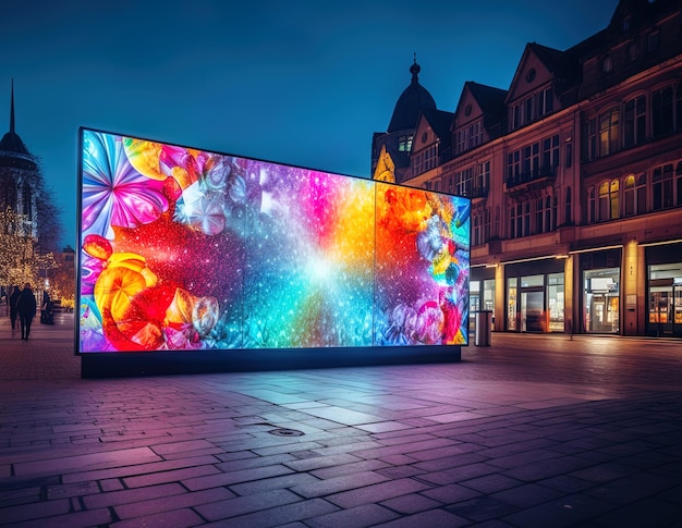 Cadre de panneau d'affichage lumineux situé dans le paysage urbain toile ouverte pour la créativité et la promotion