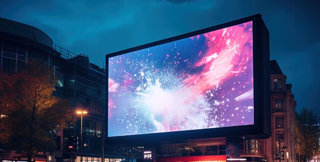 Cadre de panneau d'affichage lumineux situé dans le paysage urbain toile ouverte pour la créativité et la promotion