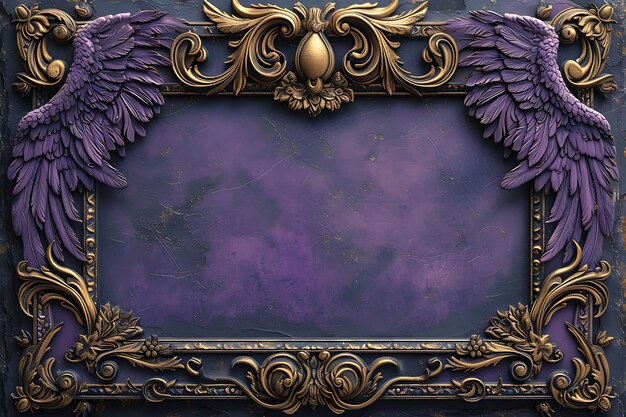 Cadre de papier métallique scintillant dans le thème de couleur Royal Purple Gold M Worship Art Antique BG Idées.