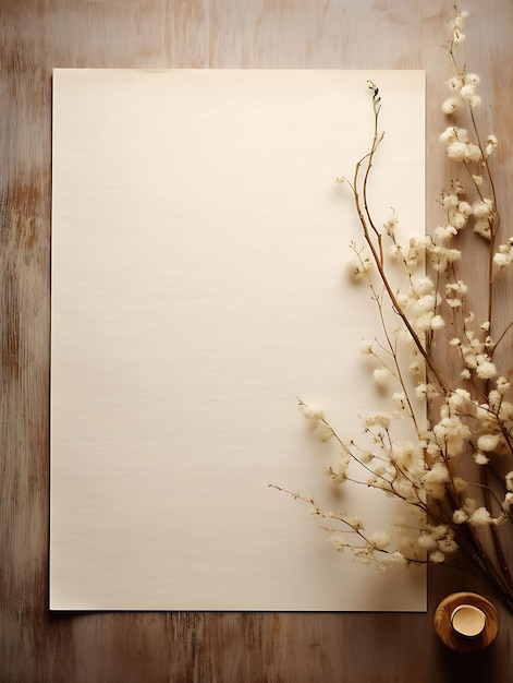 Cadre en papier parchemin blanc et blanc Vintage Brown Color Conc Scène calme Art naturel