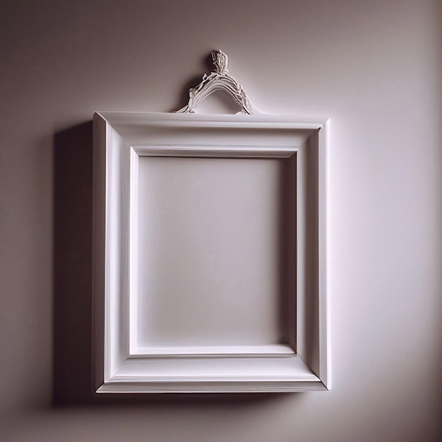 Cadre photo blanc vide accroché au mur rendu 3d