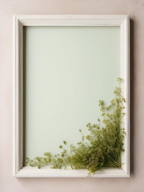 Un cadre photo blanc vide d'inspiration vintage rempli
