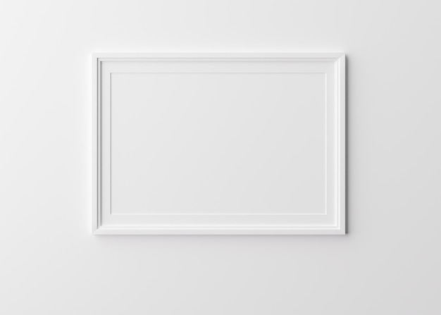 Photo cadre photo horizontal vierge sur fond blanc modèle simulé pour votre photo ou affiche espace de copie rendu 3d