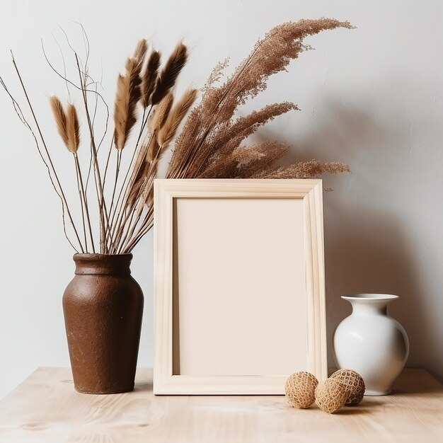 un cadre photo avec une photo de blé dessus