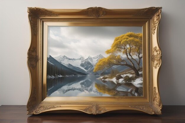 Cadre photo en verre sur fond de couleur unie génératif par IA