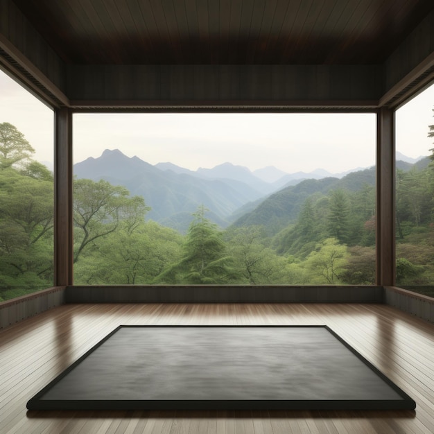 Cadre photo vide dans une salle de tatami japonais généré par l'IA