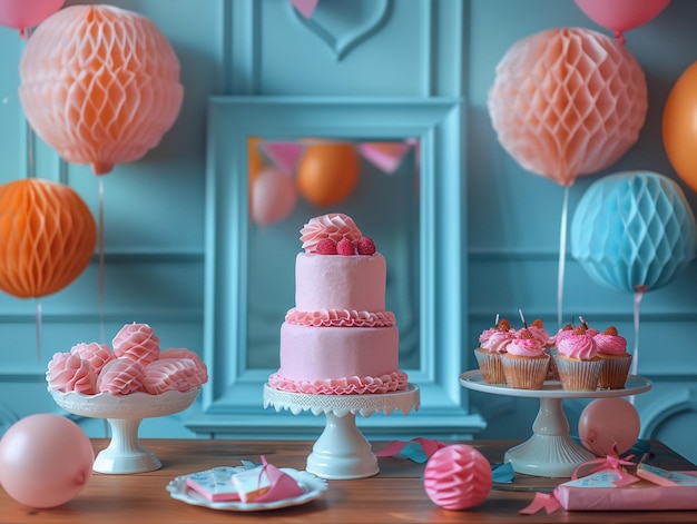 Un cadre photo vide pour une fête d'anniversaire