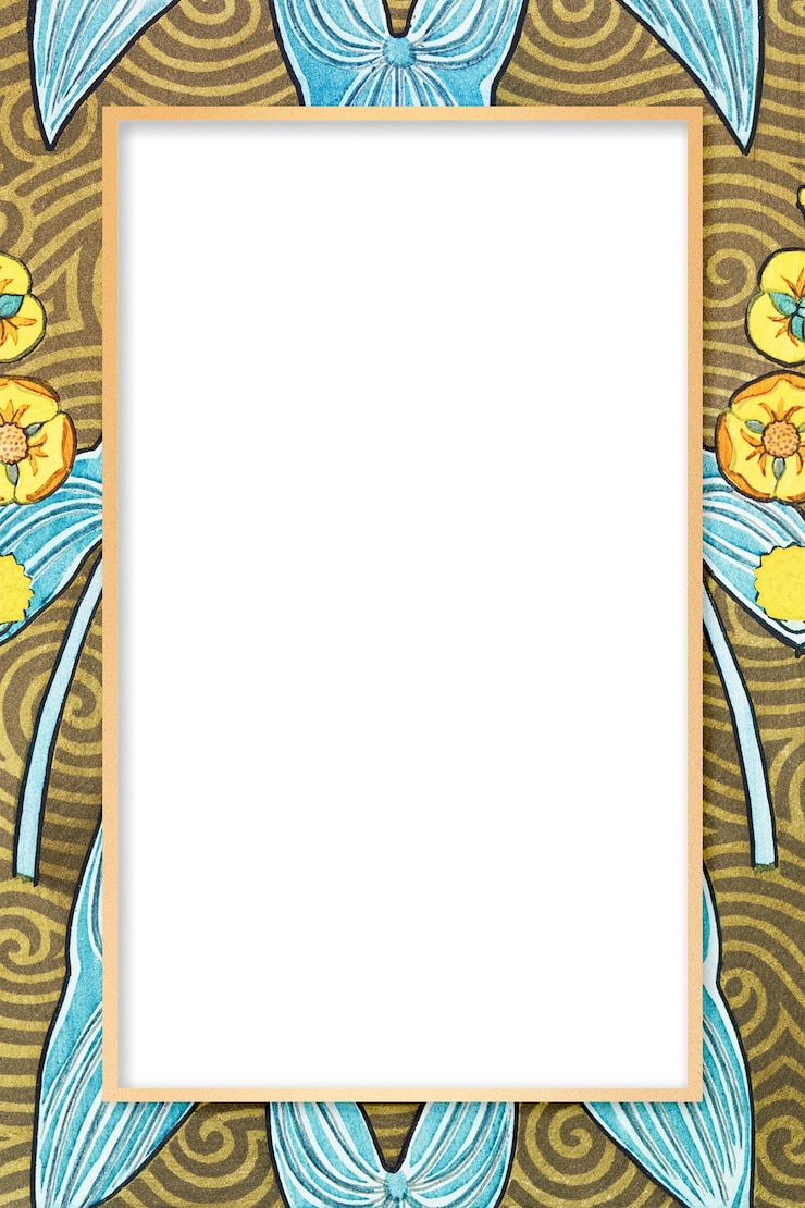 Photo cadre png décoré avec un motif floral boho