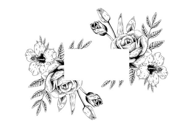 Le cadre png de fleur vintage à fond transparent