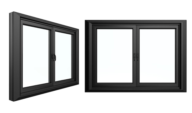 Cadre de profil de fenêtre upvc noir isolé