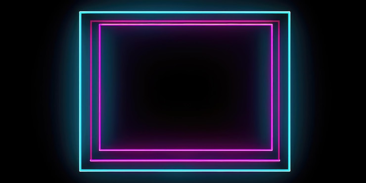Photo cadre rectangle néon sur fond sombre.
