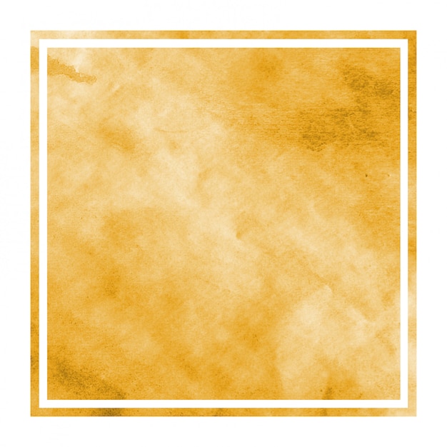 Cadre rectangulaire aquarelle dessiné main orange clair