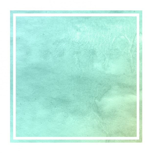 Cadre rectangulaire aquarelle dessiné main turquoise