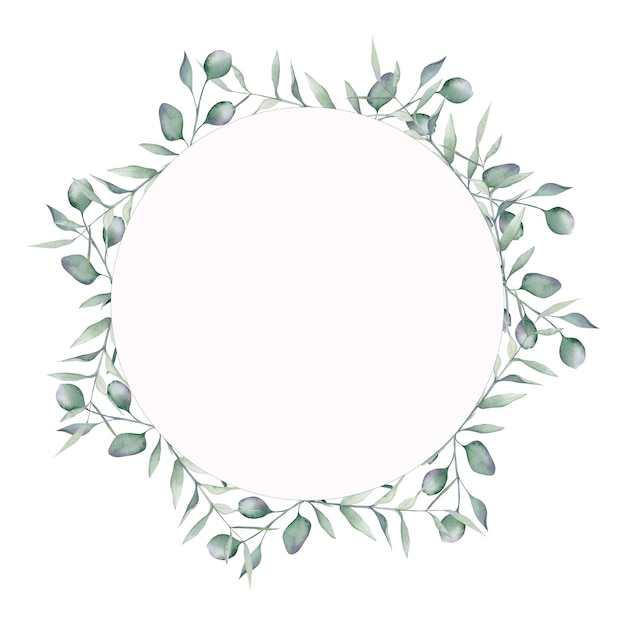 cadre rond de branches d'eucalyptus