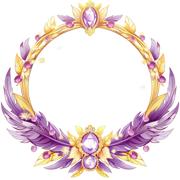 Photo un cadre rond avec un dessin floral en violet et en or