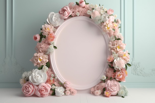 Un cadre rose avec une bordure florale et un cadre blanc avec des fleurs roses.